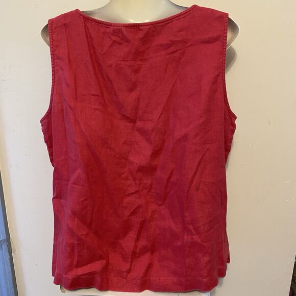J. Jill 100% Linen Womens L Tank Top Fuchsia Pink Sleeveless Beach Summer Resort - Picture 7 of 7